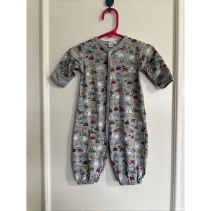 Kissy Kissy Baby Small 3-6 Months Trucks Gray Romper Gown Sleeper Convertible